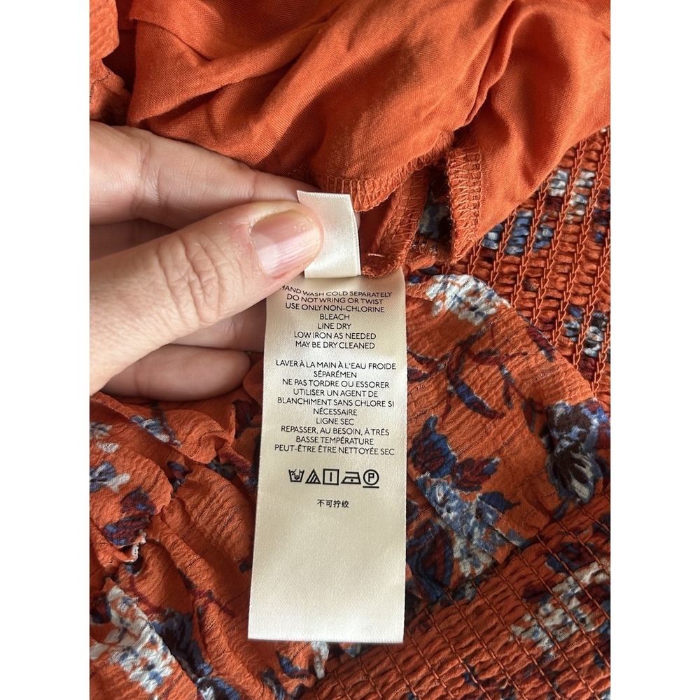 NWT Free People Final Rose Blouse Rust Combo Floral V-Neck Women's Size Small - Picture 5 of 8